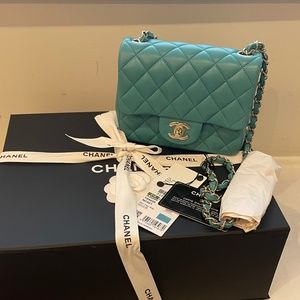 SOLD!!!   NWT!! CHANEL 21S Square Mini- Teal with CG Hardware